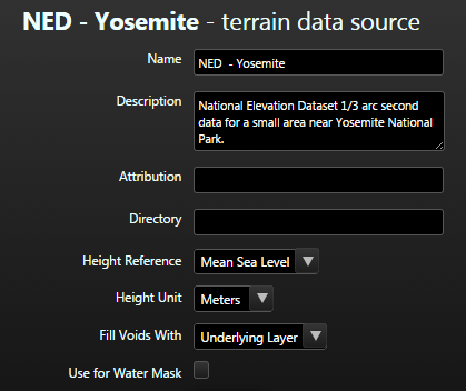 Configuring the NED data source