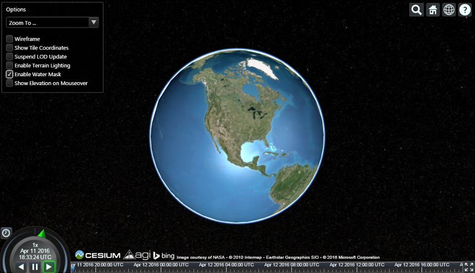 Viewing the GTOPO30 Watermask in Cesium